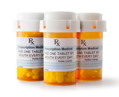 3 pill bottles with prescription labels