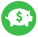 Green circle with a piggy bank denoting Peoples Health's Part B Give Back benefit