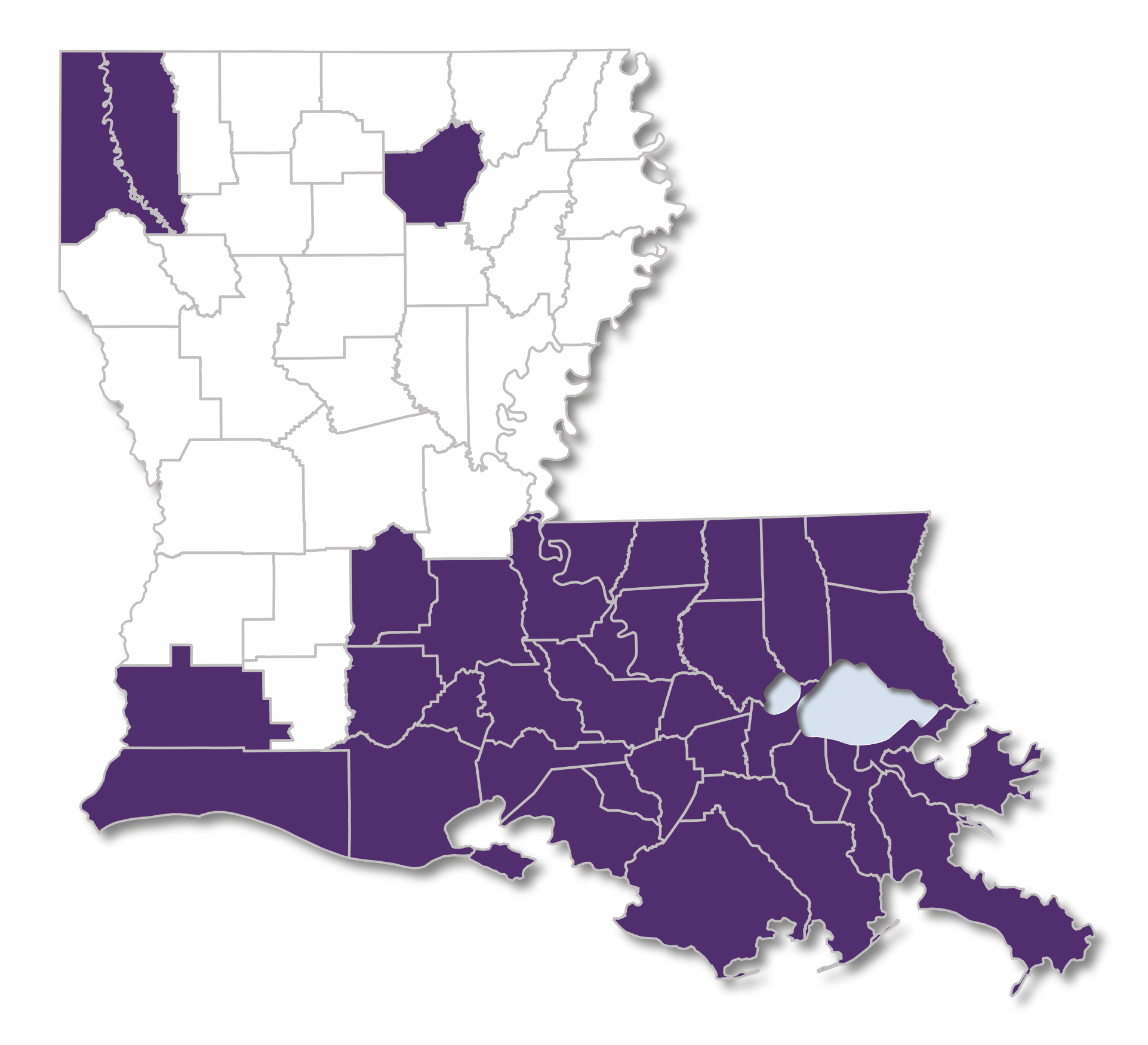 State map of Peoples Health Secure Health Parishes