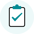 Icon of a clipboard with a checkmark