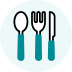 Spoon, knife, fork icon