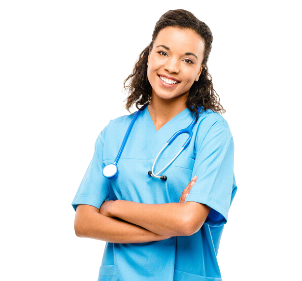 Shot of a young female nurse posing against a studio background